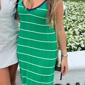 Vibrant Green Striped Maxi Dress